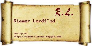 Riemer Loránd névjegykártya