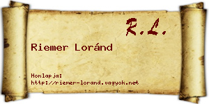 Riemer Loránd névjegykártya